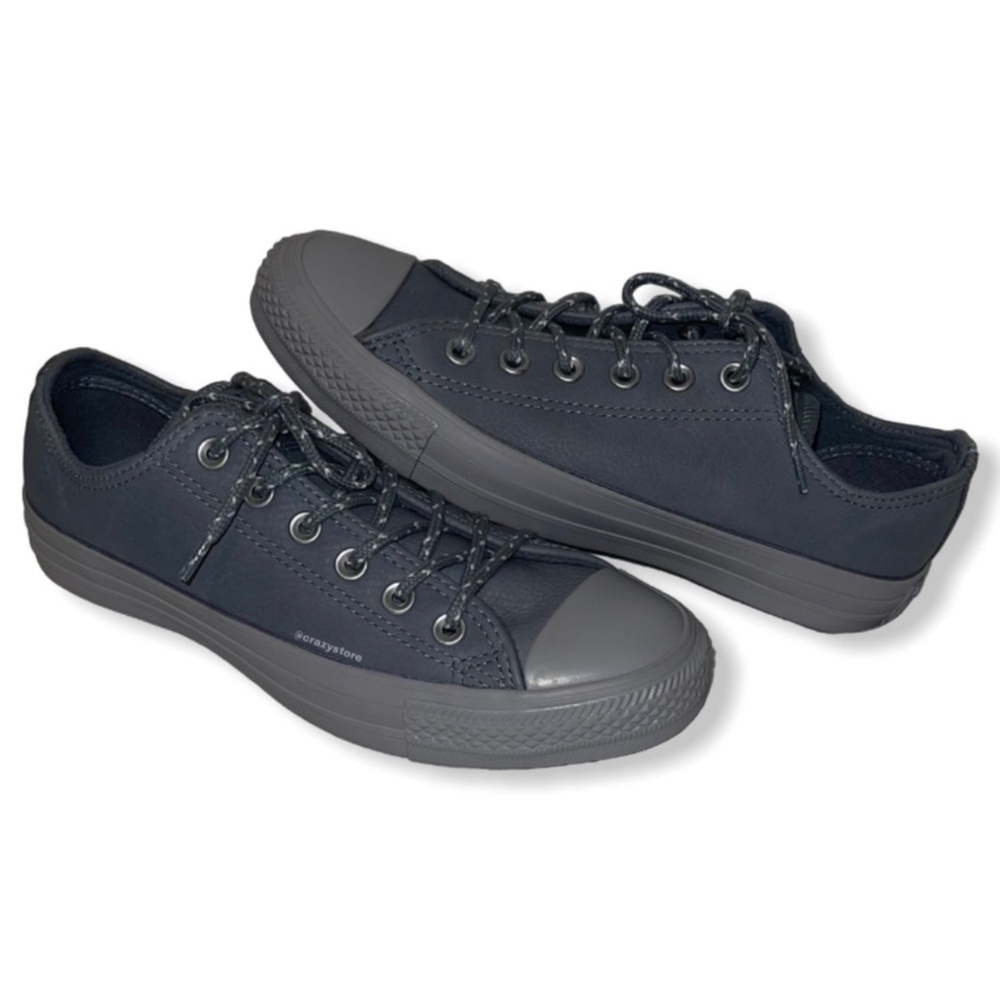 New Converse Chuck Taylor CTAS OX Leather Gray Shoes 157586C Size Men 6 Woman 8